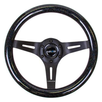 310mm Galaxy Black Sparkled Wood Grain Steering Wheel<br>Universal