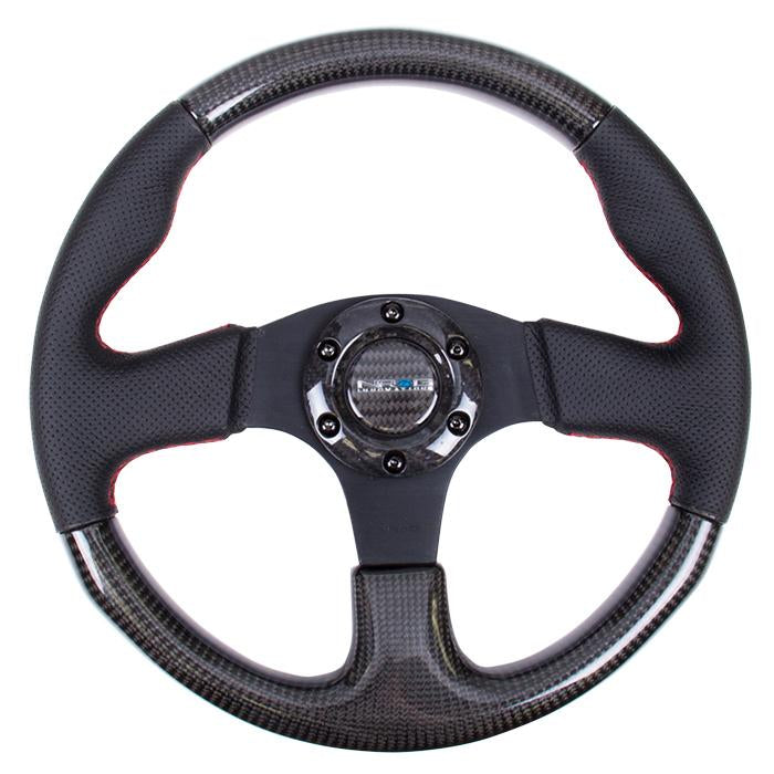 315mm Leather Carbon Fiber Grip Steering Wheel<br>Universal
