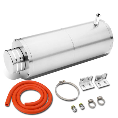 D-Motoring - Coolant Recovery Tank - 8.5 in. Height x 3 in. Diameter - 3/8 in. Barb Fitting - W / Removable Cap - Aluminum - 9