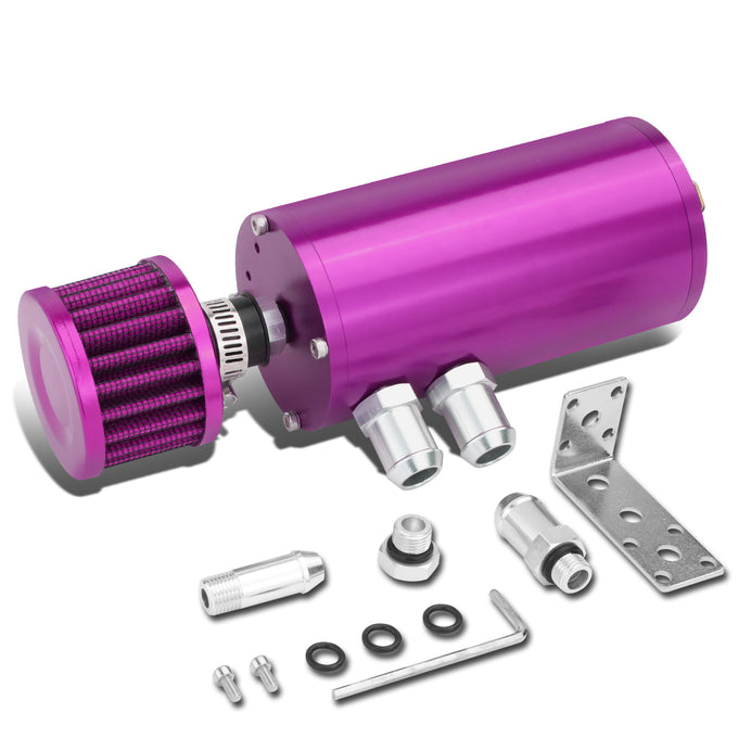 D-Motoring - Oil Catch Tank - 5.5 in. Height x 2.36 in. Diameter - 1/2 in. & 5/8 in. Hose Adapters - Aluminum - 12