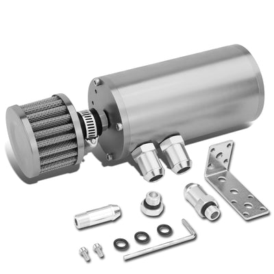 D-Motoring - Oil Catch Tank - 5.5 in. Height x 2.36 in. Diameter - 1/2 in. & 5/8 in. Hose Adapters - Aluminum - 13
