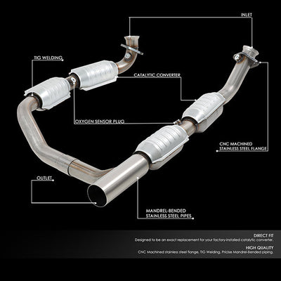 Factory Replacement Catalytic Converter <BR>05-09 Ford E150 E250 E350 Super Duty 5.4L Y-Pipe