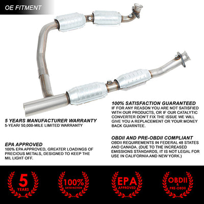 Factory Replacement Catalytic Converter <BR>05-09 Ford E150 E250 E350 Super Duty 5.4L Y-Pipe