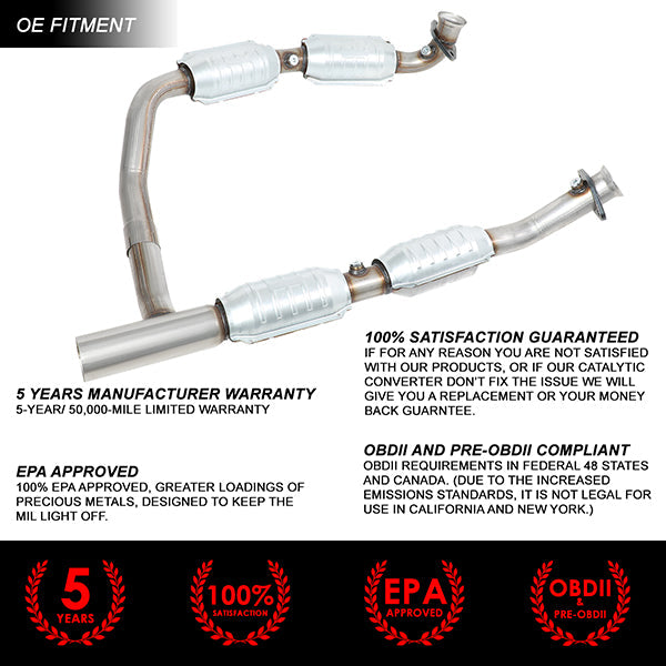 Factory Replacement Catalytic Converter <BR>05-09 Ford E150 E250 E350 Super Duty 5.4L Y-Pipe