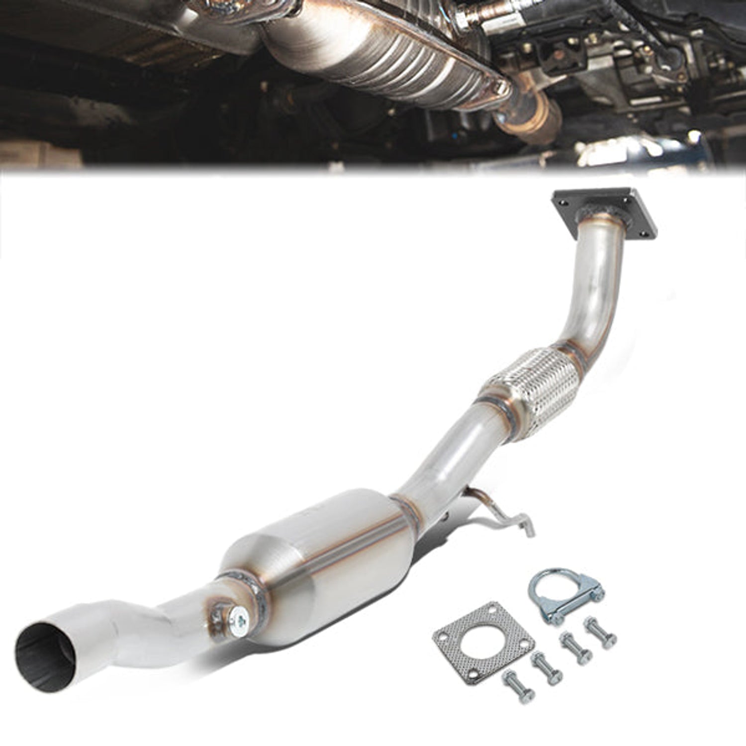01-06 VW Golf Jetta Beetle 2.0L Catalytic Converter Exhaust Y-Pipe - Stainless Steel - OEM-CONV-027 - 1