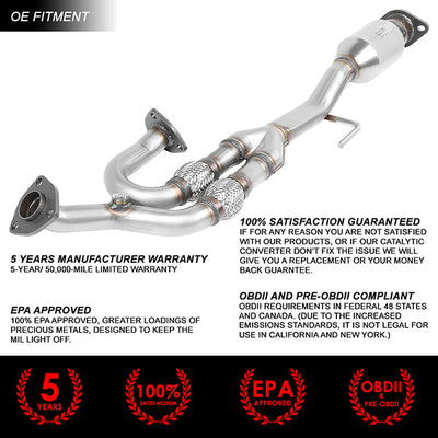 Factory Replacement Catalytic Converter <BR>04-08 Nissan Maxima Quest 05-06 Altima V6 Y-Pipe