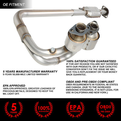 Factory Replacement Catalytic Converter <BR>04-06 Jeep Wrangler TJ 4.0L Y-Pipe