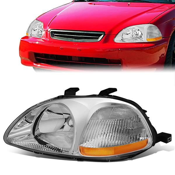 96-98 Honda Civic Headlight - Clear/Amber - OE Style - Left Side - OEM-HL-0005-L - 1