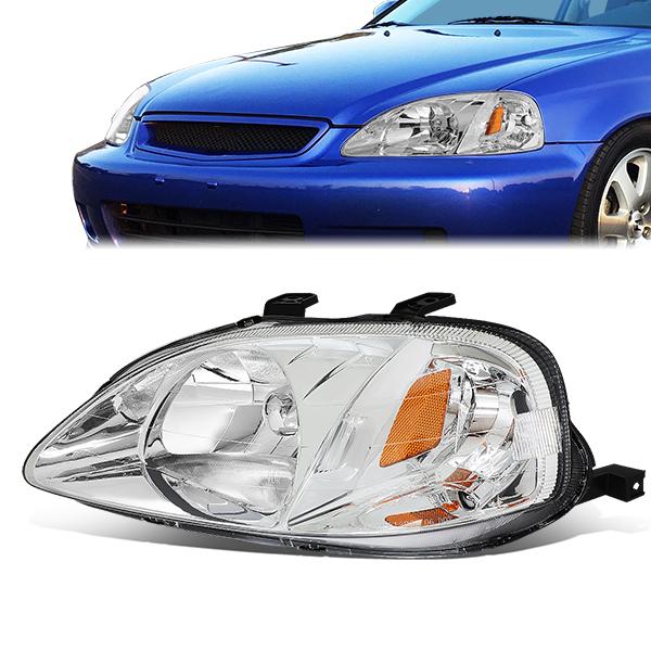 99-00 Honda Civic Headlight - Clear/Amber - OE Style - Left Side - OEM-HL-0006-L - 1
