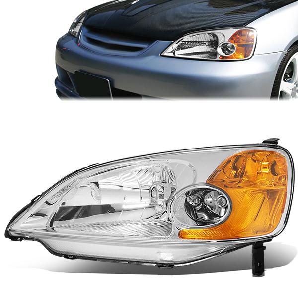 01-03 Honda Civic Non SI Headlight - Clear/Amber - OE Style - Left Side - OEM-HL-0007-L - 1