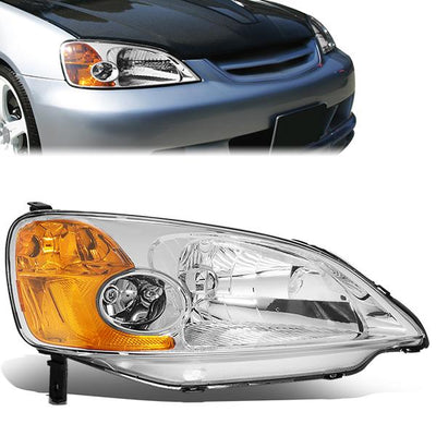 01-03 Honda Civic Non SI Headlight - Clear/Amber - OE Style - Right Side - OEM-HL-0007-R - 1