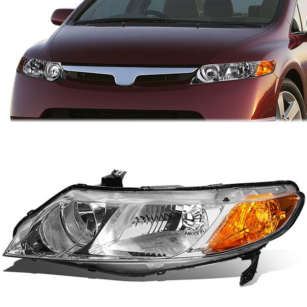 06-11 Honda Civic Sedan Headlight - Clear/Amber - OE Style - Left Side - OEM-HL-0008-L - 1