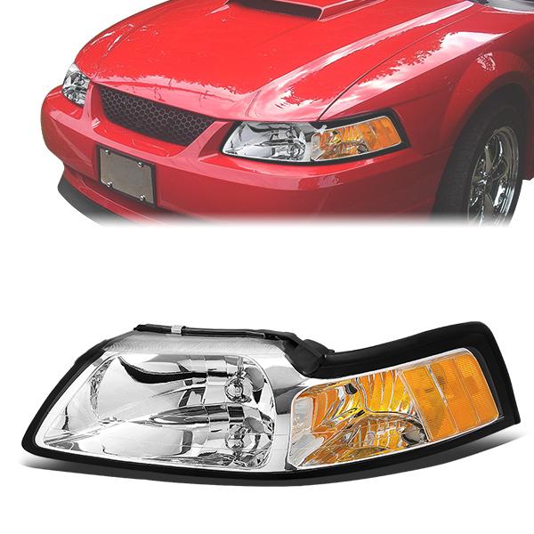 99-04 Ford Mustang Headlight - Clear/Amber - OE Style - Left Side - OEM-HL-0013-L - 1