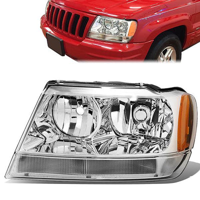 99-04 Jeep Grand Cherokee WJ Headlight - Clear/Amber - OE Style - Left Side - OEM-HL-0021-L - 1