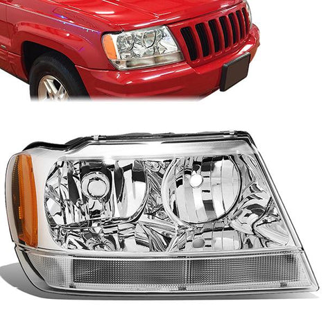 99-04 Jeep Grand Cherokee WJ Headlight - Clear/Amber - OE Style - Right Side - OEM-HL-0021-R - 1