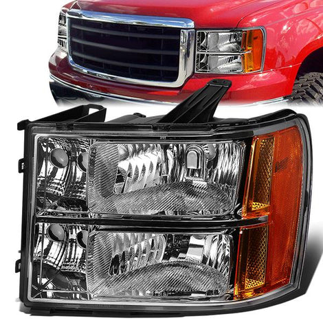 07-14 GMC Sierra 1500 Headlight - Clear/Amber - OE Style - Left Side - OEM-HL-0031-L - 1