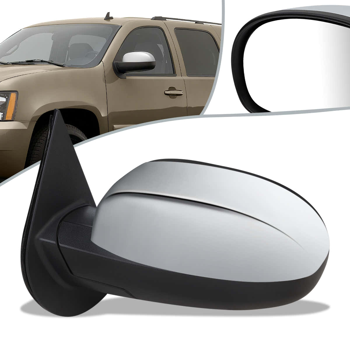 Chrome Powered Heated Side View Mirror Left 07 14 Chevy Suburban 150 chrome-powered-heated-side-view-mirror-left-07-14-chevy-suburban-150
