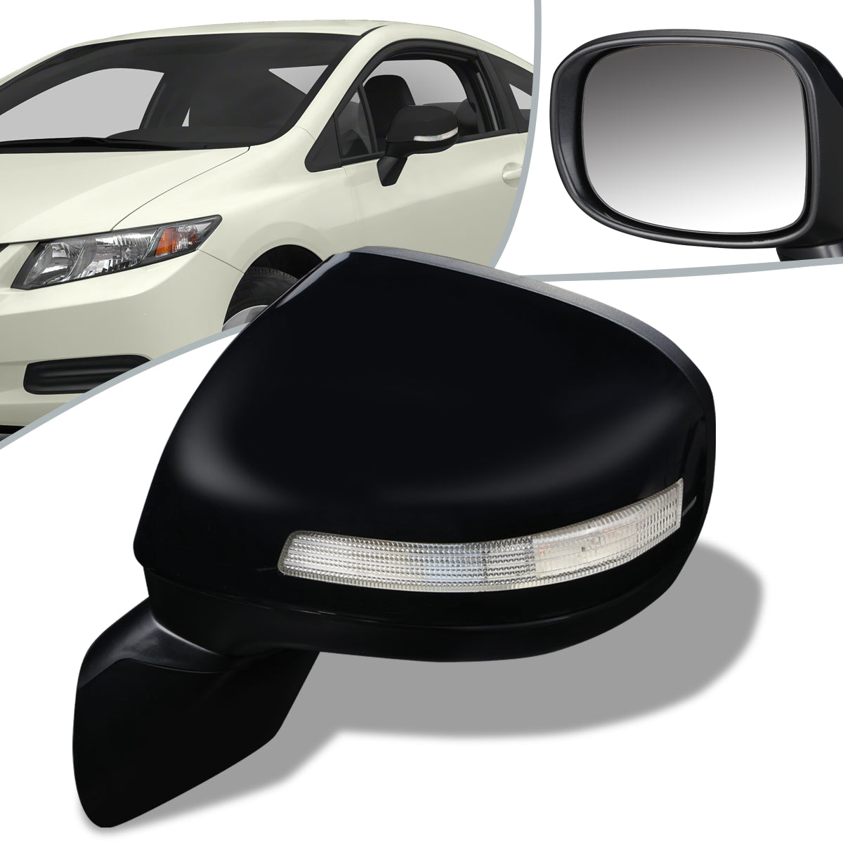 Powered Side View Mirror (Left) 12-13 Honda Civic Hybrid – CA Auto Parts