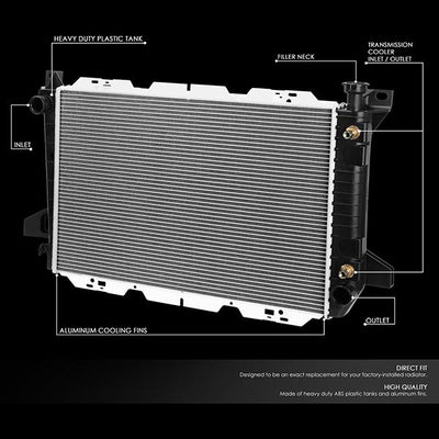 85-96 Ford F150/F250/F350 4.9 AT Radiator - OE Style - Aluminum - 2