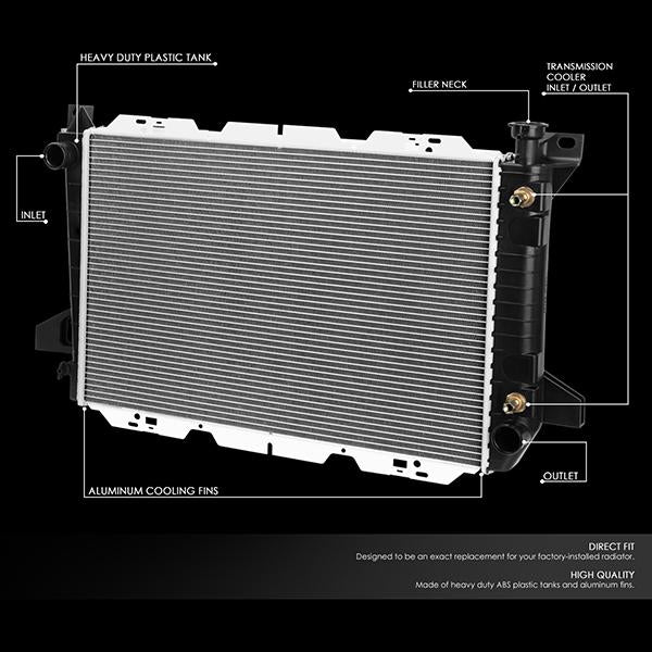 85-96 Ford F150/F250/F350 4.9 AT Radiator - OE Style - Aluminum - 2