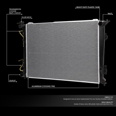 D-Motoring - 06-11 Hyundai Azera Kia Optima AT Radiator - Aluminum - 2