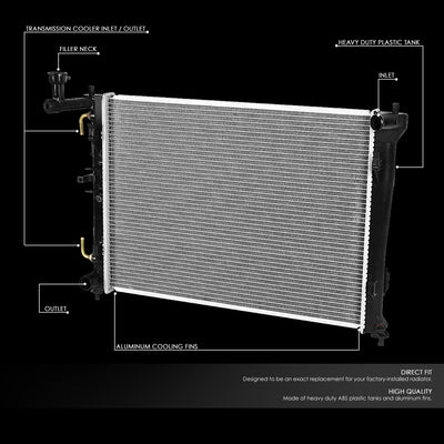 D-Motoring - 07-12 Hyundai ElantraRadiator - OE Style - Aluminum - 2