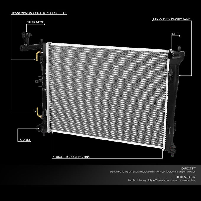 D-Motoring - 07-12 Hyundai ElantraRadiator - OE Style - Aluminum - 2