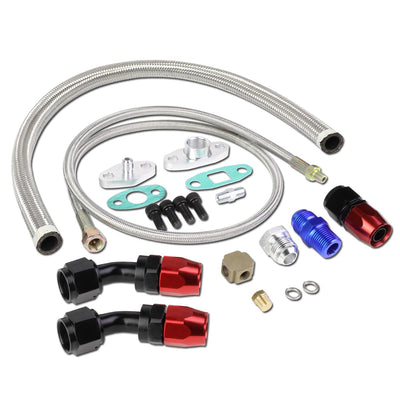 D-Motoring - Oil Feed Lines - 40 in. - 10An Return Drain Line Kit - Stainless Steel - Universal - 1