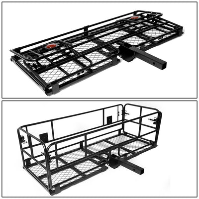 D-Motoring - Cargo Carrier - Luggage Box Carrier Rack - Fold-Up - 2 in. - Powdered Coated - Universal - 3