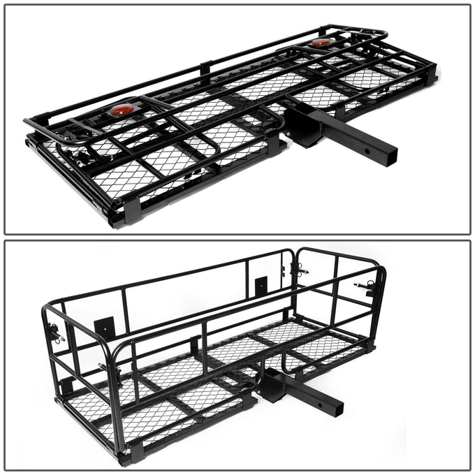 D-Motoring - Cargo Carrier - Luggage Box Carrier Rack - Fold-Up - 2 in. - Powdered Coated - Universal - 3