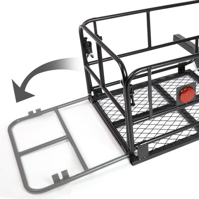 D-Motoring - Cargo Carrier - Luggage Box Carrier Rack - Fold-Up - 2 in. - Powdered Coated - Universal - 7