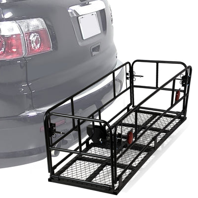 D-Motoring - Cargo Carrier - Luggage Box Carrier Rack - Fold-Up - 2 in. - Powdered Coated - Universal - 1