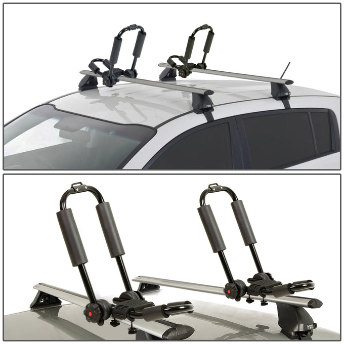 D-Motoring - Cargo Carrier - Kayak Canoe Carrier - Cross Bar Roof Rail - Adjustable Fold-Up - Powdered Coated - Universal - 7