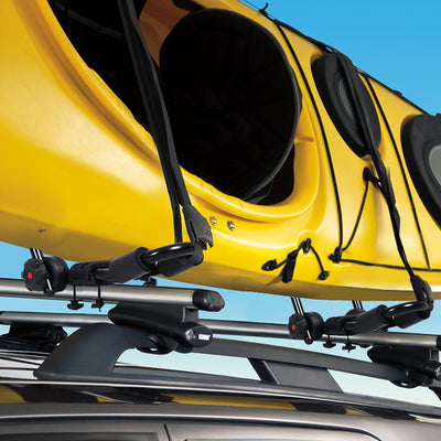 D-Motoring - Cargo Carrier - Kayak Canoe Carrier - Cross Bar Roof Rail - Adjustable Fold-Up - Powdered Coated - Universal - 1
