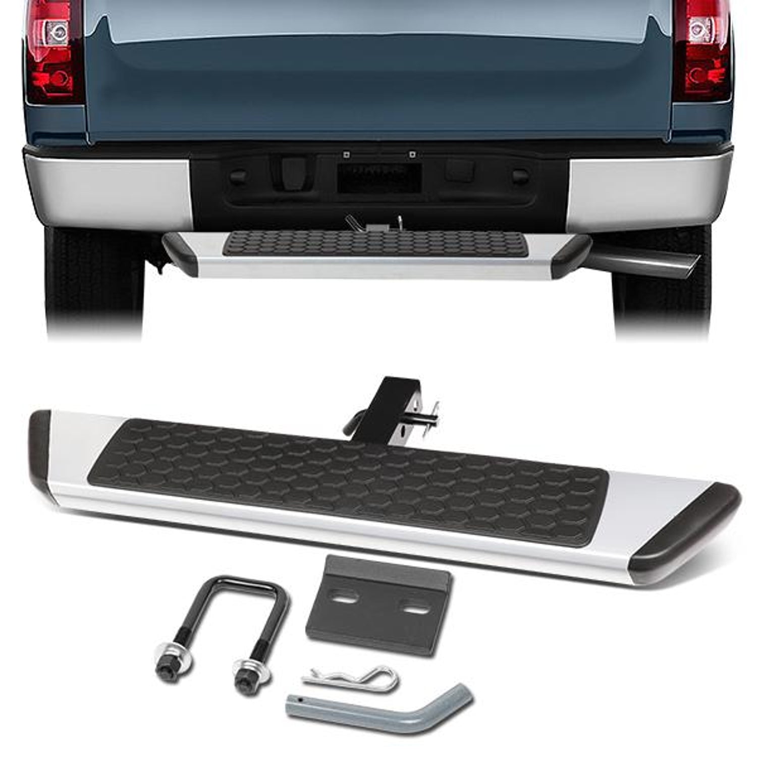 Universal Hitch Step - 2 in.  - Receiver Trailer - 36 in.  Wide X 5.5 in.  Long - Silver - PT-ZTL-8078-SL - 1