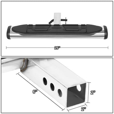 Universal Hitch Step - 2 in.  - Receiver Rear Bumper Trailer - 26 in. Wide X 4 in. Oval - PT-ZTL-8102-SS - 2