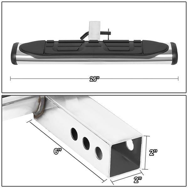 Universal Hitch Step - 2 in.  - Receiver Rear Bumper Trailer - 26 in. Wide X 4 in. Oval - PT-ZTL-8102-SS - 2