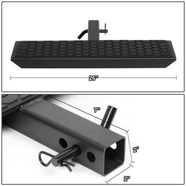 Universal Hitch Step - 2 in.  - Receiver Rear Bumper Trailer - 26 in. Wide X 5 in. Long - PT-ZTL-8103-BK - 2
