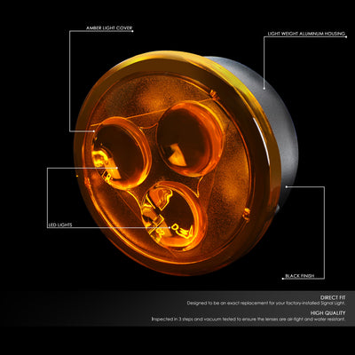 D-Motoring - 07-18 Jeep WranglerFog Lights - Front LED Turn Signal Light - Amber Lens - Plug-n-play - Pair - 2