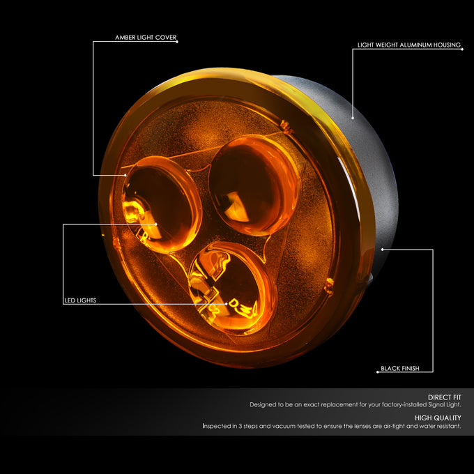 D-Motoring - 07-18 Jeep WranglerFog Lights - Front LED Turn Signal Light - Amber Lens - Plug-n-play - Pair - 2