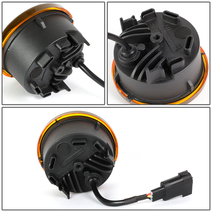 D-Motoring - 07-18 Jeep WranglerFog Lights - Front LED Turn Signal Light - Amber Lens - Plug-n-play - Pair - 6