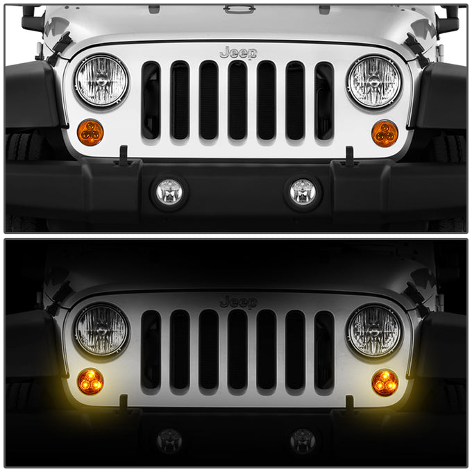 D-Motoring - 07-18 Jeep WranglerFog Lights - Front LED Turn Signal Light - Amber Lens - Plug-n-play - Pair - 7
