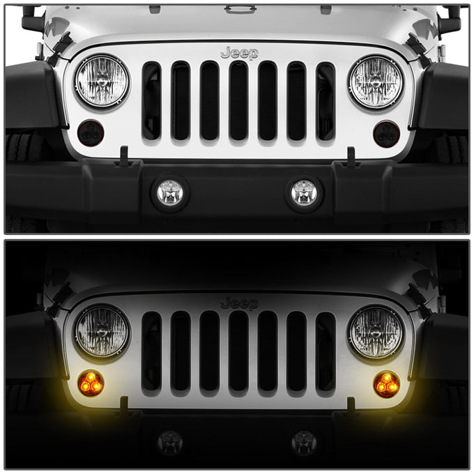 D-Motoring - 07-18 Jeep WranglerFog Lights - Front LED Turn Signal Light - Smoked Lens - Plug-n-play - Pair - 7