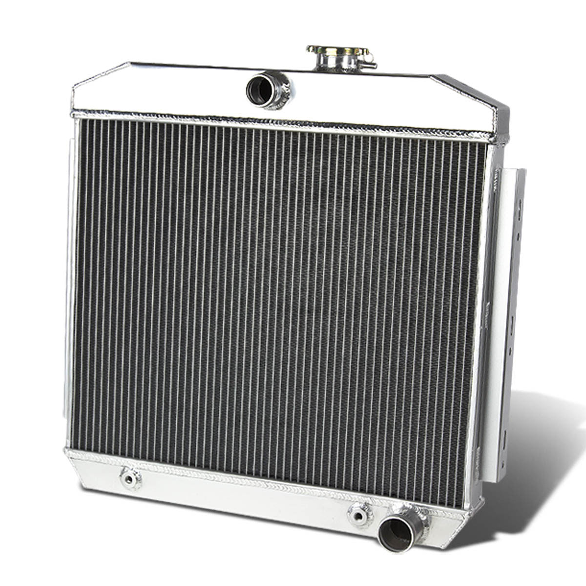 D-Motoring - Radiator - Inlet/Outlet: 1.50 / 1.75 - 3-Row - Aluminum - 55-57 Chevy Small Block SBC L6/V6 - 1