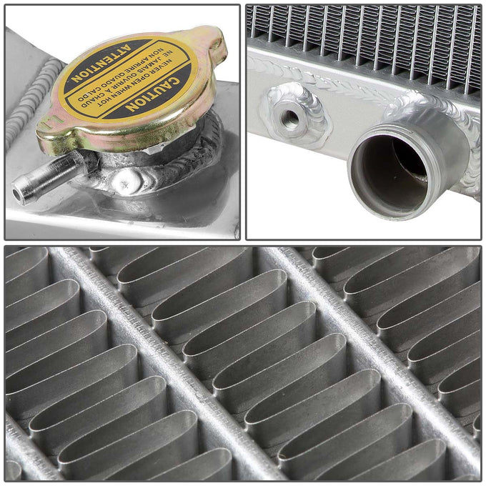 D-Motoring - Radiator - Inlet/Outlet: 1.50 / 1.75 - 3-Row - Aluminum - 60-65 Ford Small Block Conversion - 2