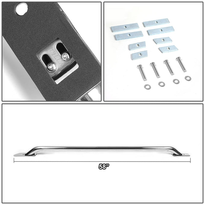 D-Motoring - Truck Bed Rails - 58 in. - Adjustable Mounting Plate - Polished - Chevy Silverado 1500 / 2500 / 3500 / GMC Sierra 1500 / 2500 / 3500 HD - 4
