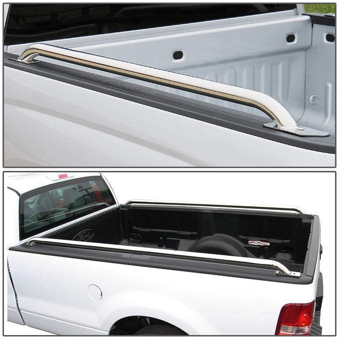D-Motoring - Truck Bed Rails - 58 in. - Adjustable Mounting Plate - Polished - Chevy Silverado 1500 / 2500 / 3500 / GMC Sierra 1500 / 2500 / 3500 HD - 5