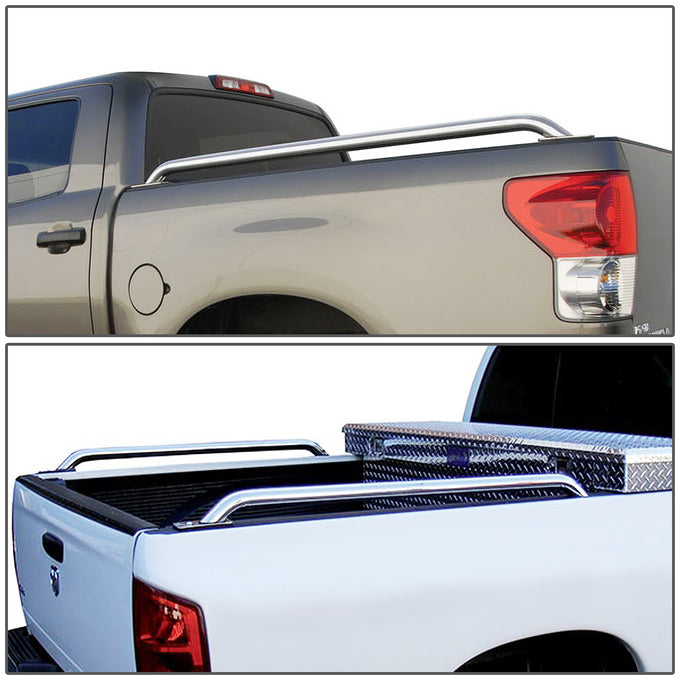 D-Motoring - Truck Bed Rails - 58 in. - Adjustable Mounting Plate - Polished - Chevy Silverado 1500 / 2500 / 3500 / GMC Sierra 1500 / 2500 / 3500 HD - 6