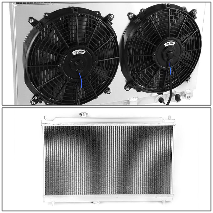 D-Motoring - Radiator & Fan Shroud Kit - 1.25 in.Inlet - 1.25 in.Outlet - 27.5 in.x17.5 in.x2 in.Overall Size - 2-Row - 94-01 Acura Integra - 3