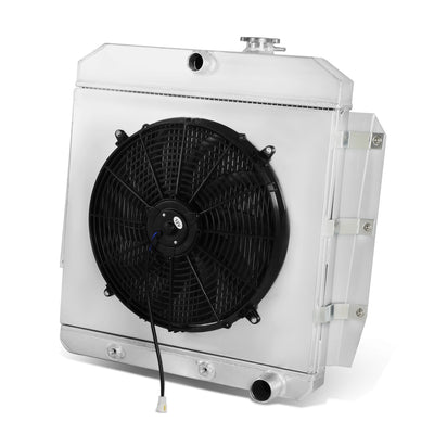 D-Motoring - Radiator & Fan Shroud Kit - 1.50 in.Inlet - 1.75 in.Outlet - 28 in. x 25 in. x 6.625 in.Overall Size - 3-Row - Chevy/GMC 100/150 Truck L6/V8 - 1